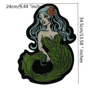 Large Embroidered Americana Mermaid Applique Iron-on 13" x 10"